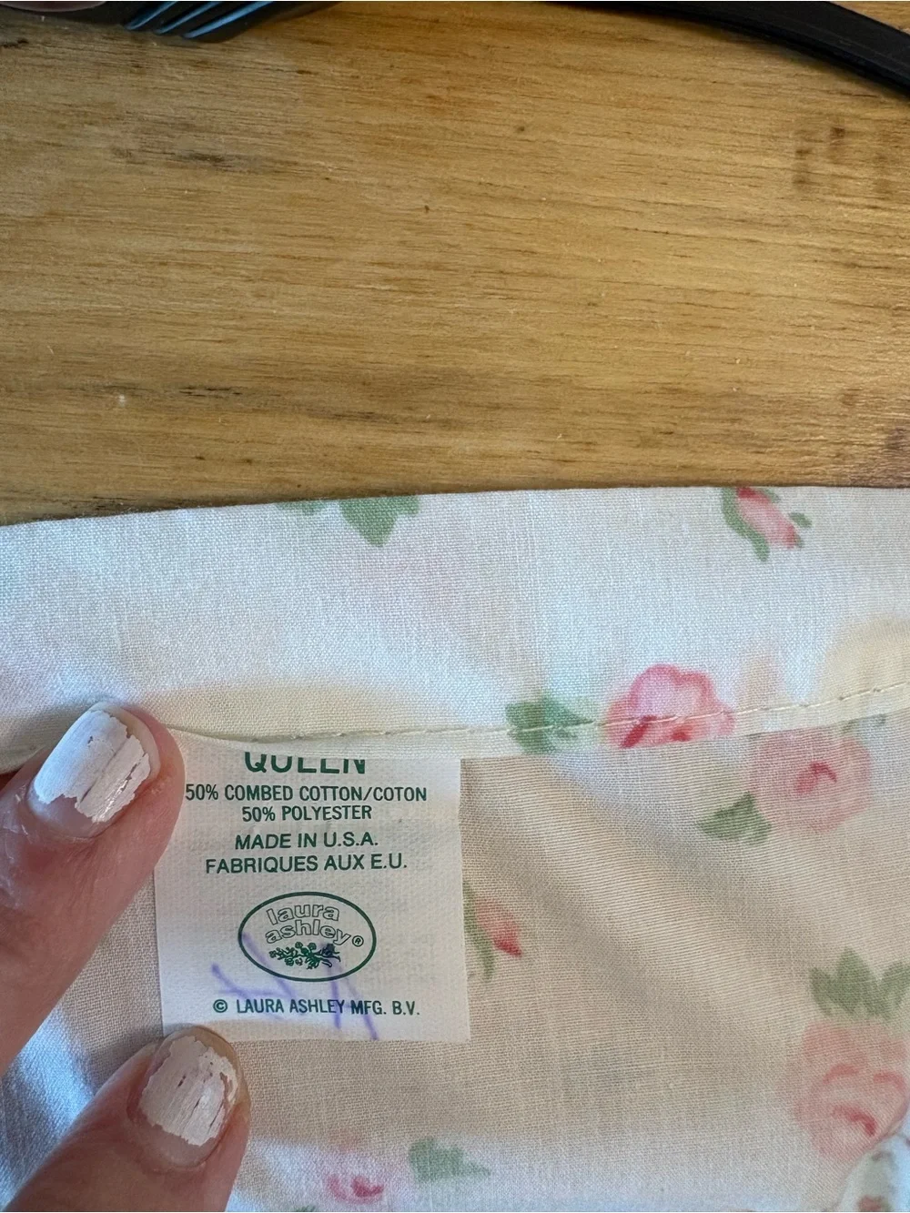 Vintage Laura Ashley Pink and Green Rose Print fitted/flat sheet set